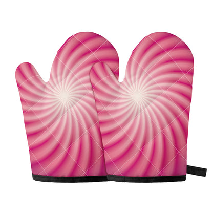 Pink Whirlpool Spiral Print Oven Mitts
