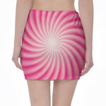 Pink Whirlpool Spiral Print Pencil Mini Skirt