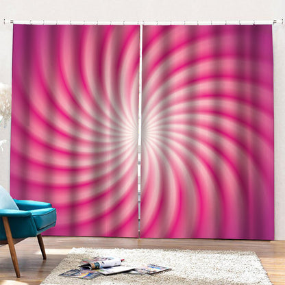 Pink Whirlpool Spiral Print Pencil Pleat Curtains