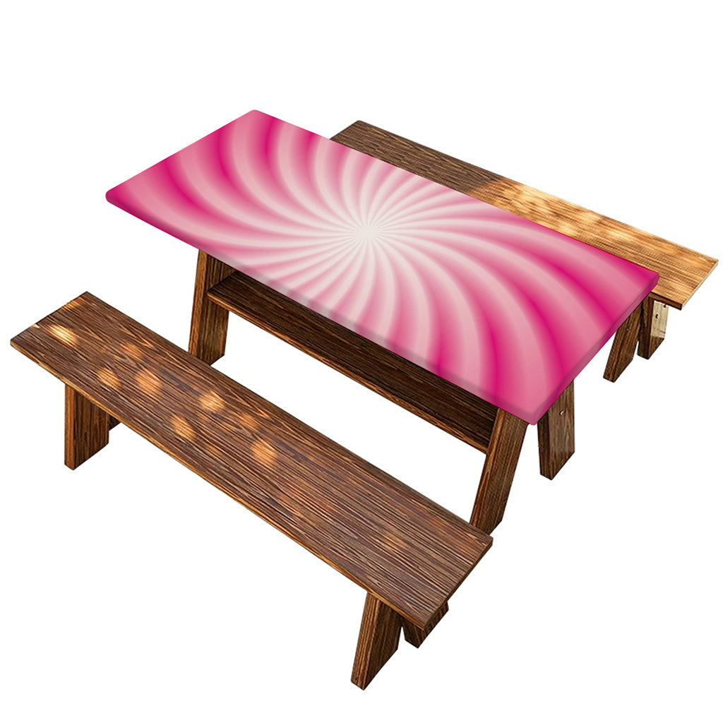 Pink Whirlpool Spiral Print Picnic Table Cover
