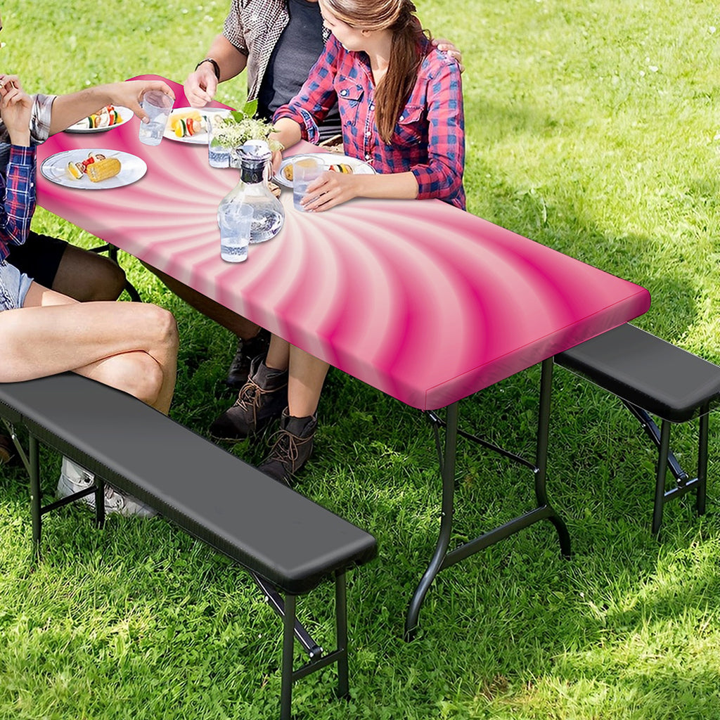 Pink Whirlpool Spiral Print Picnic Table Cover