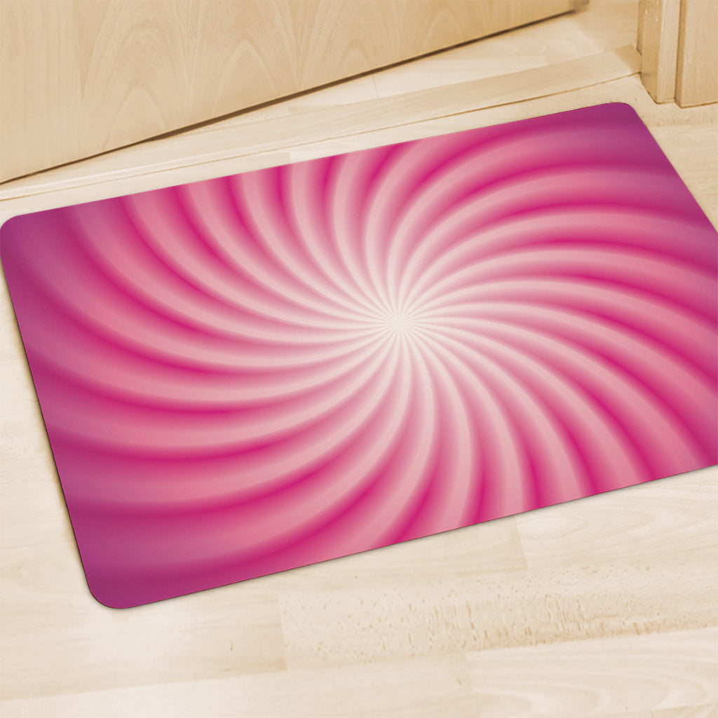 Pink Whirlpool Spiral Print Polyester Doormat