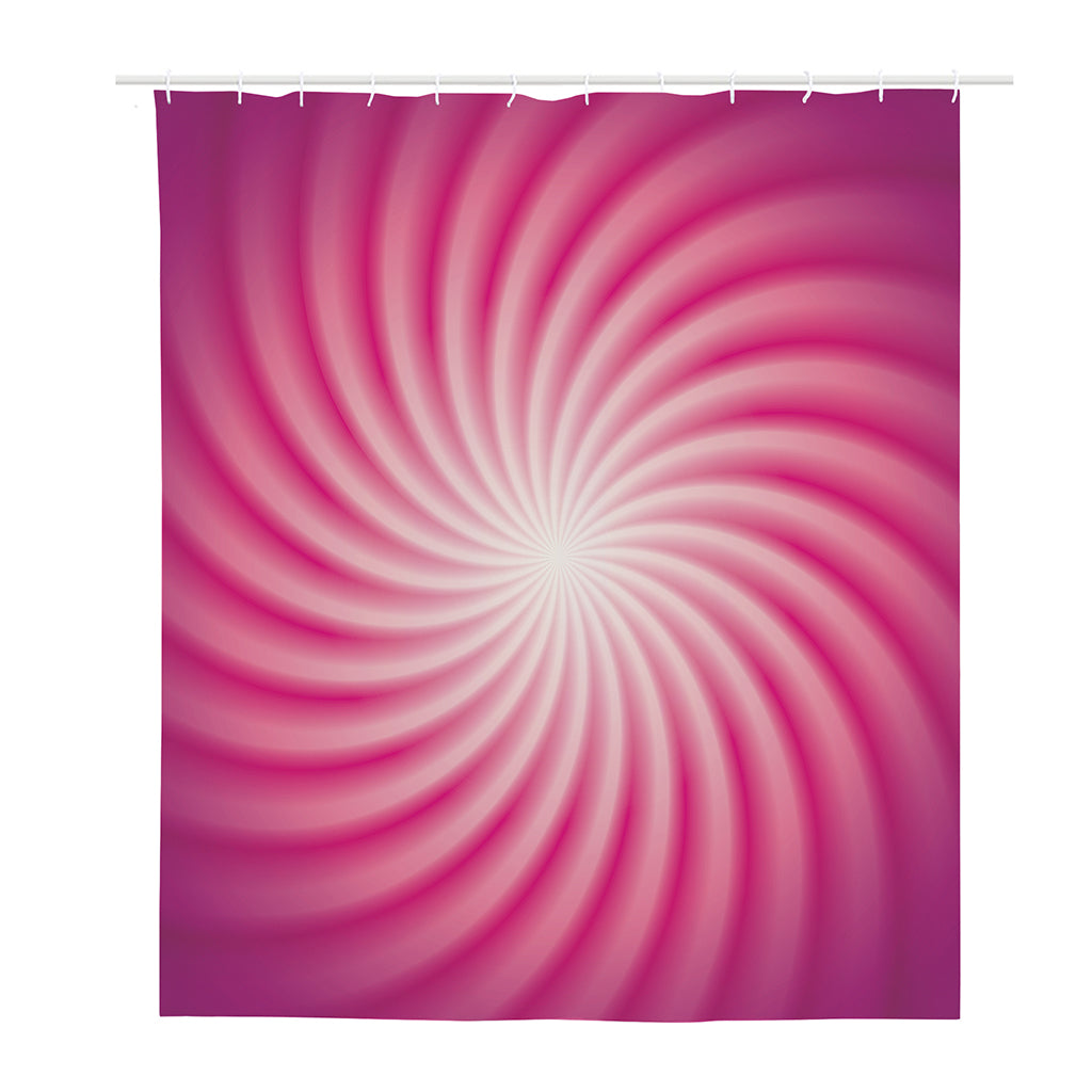 Pink Whirlpool Spiral Print Polyester Shower Curtain