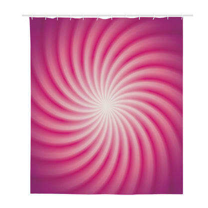Pink Whirlpool Spiral Print Polyester Shower Curtain