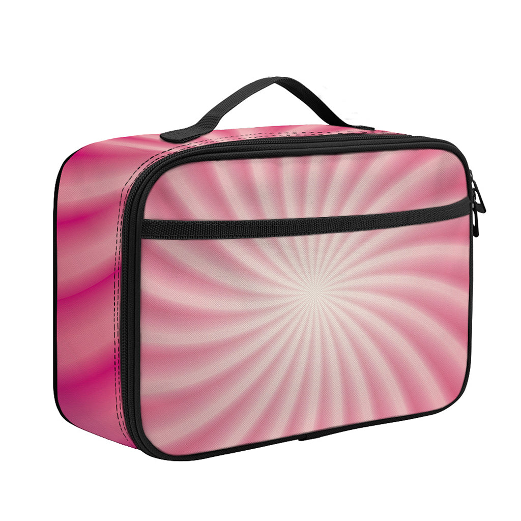 Pink Whirlpool Spiral Print Portable Lunch Bag