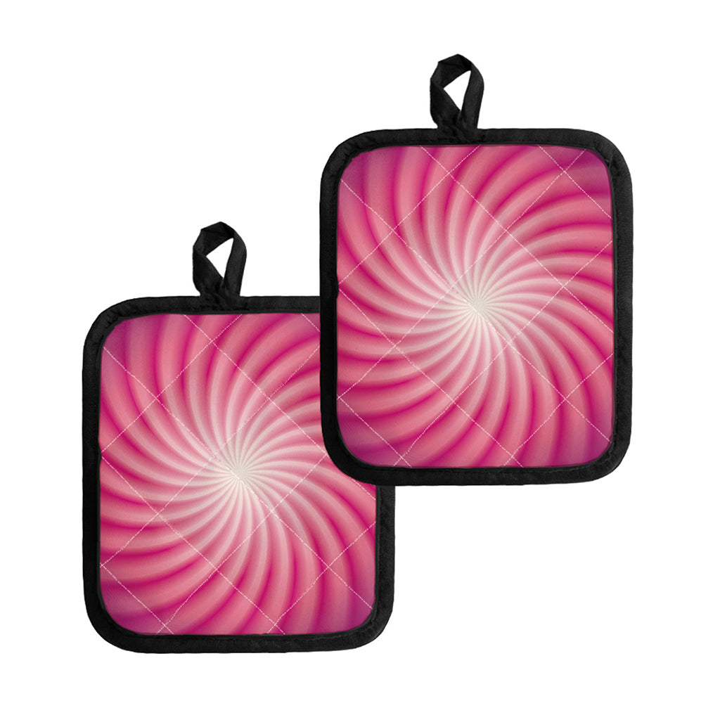 Pink Whirlpool Spiral Print Pot Holders