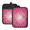 Pink Whirlpool Spiral Print Pot Holders With Pocket