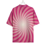 Pink Whirlpool Spiral Print Rayon Hawaiian Shirt