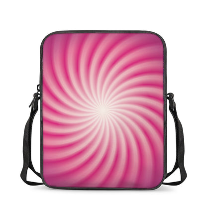 Pink Whirlpool Spiral Print Rectangular Crossbody Bag