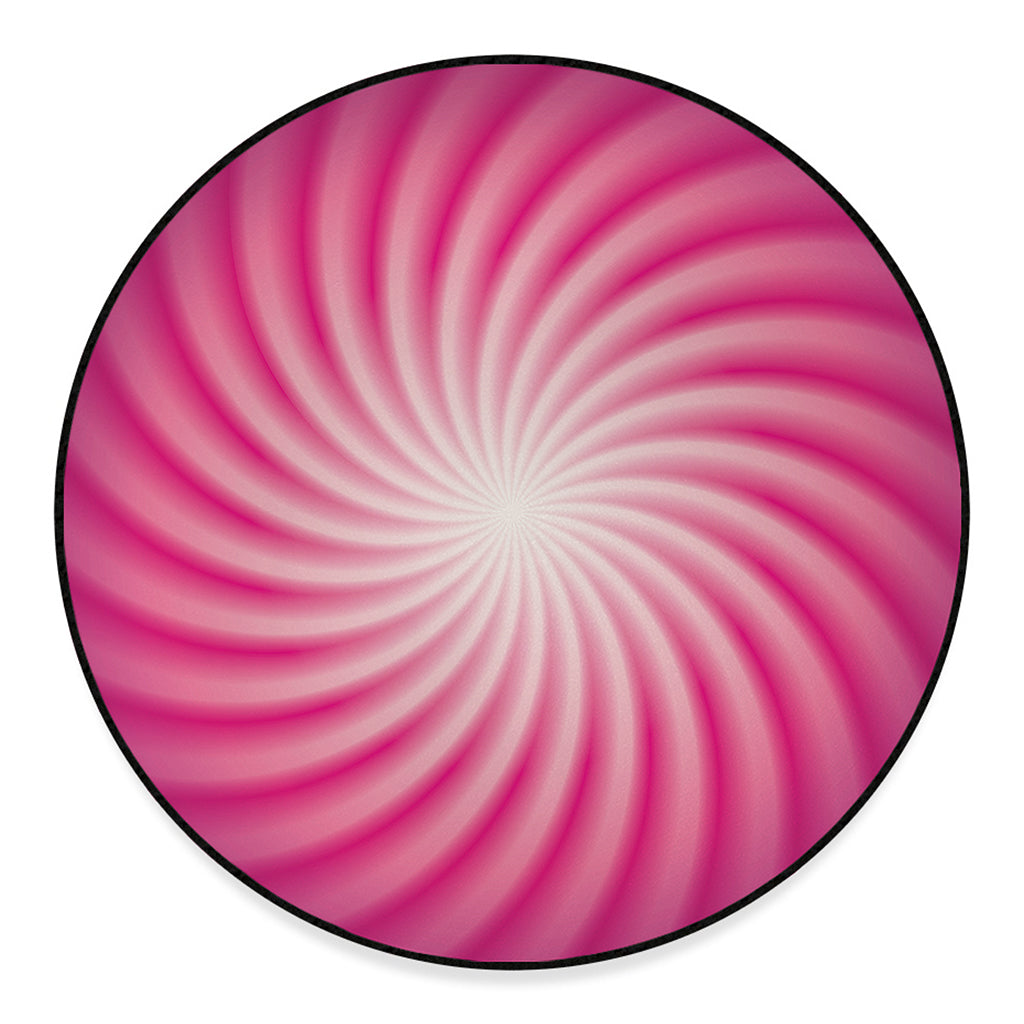 Pink Whirlpool Spiral Print Round Floor Mat