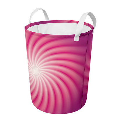 Pink Whirlpool Spiral Print Round Laundry Basket