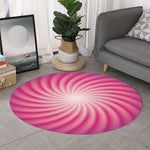 Pink Whirlpool Spiral Print Round Rug