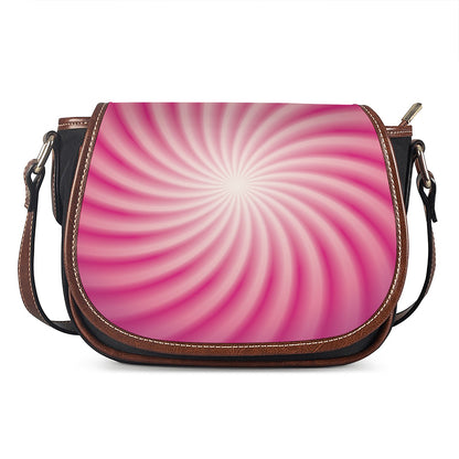 Pink Whirlpool Spiral Print Saddle Bag