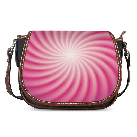 Pink Whirlpool Spiral Print Saddle Bag