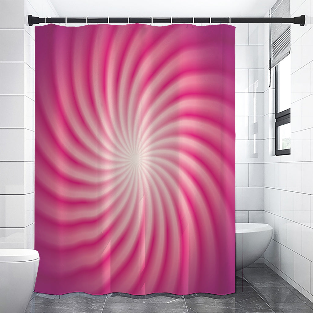 Pink Whirlpool Spiral Print Shower Curtain