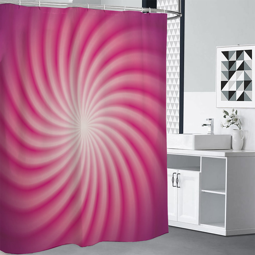 Pink Whirlpool Spiral Print Shower Curtain