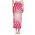 Pink Whirlpool Spiral Print Side Slit Maxi Skirt
