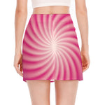 Pink Whirlpool Spiral Print Side Slit Mini Skirt