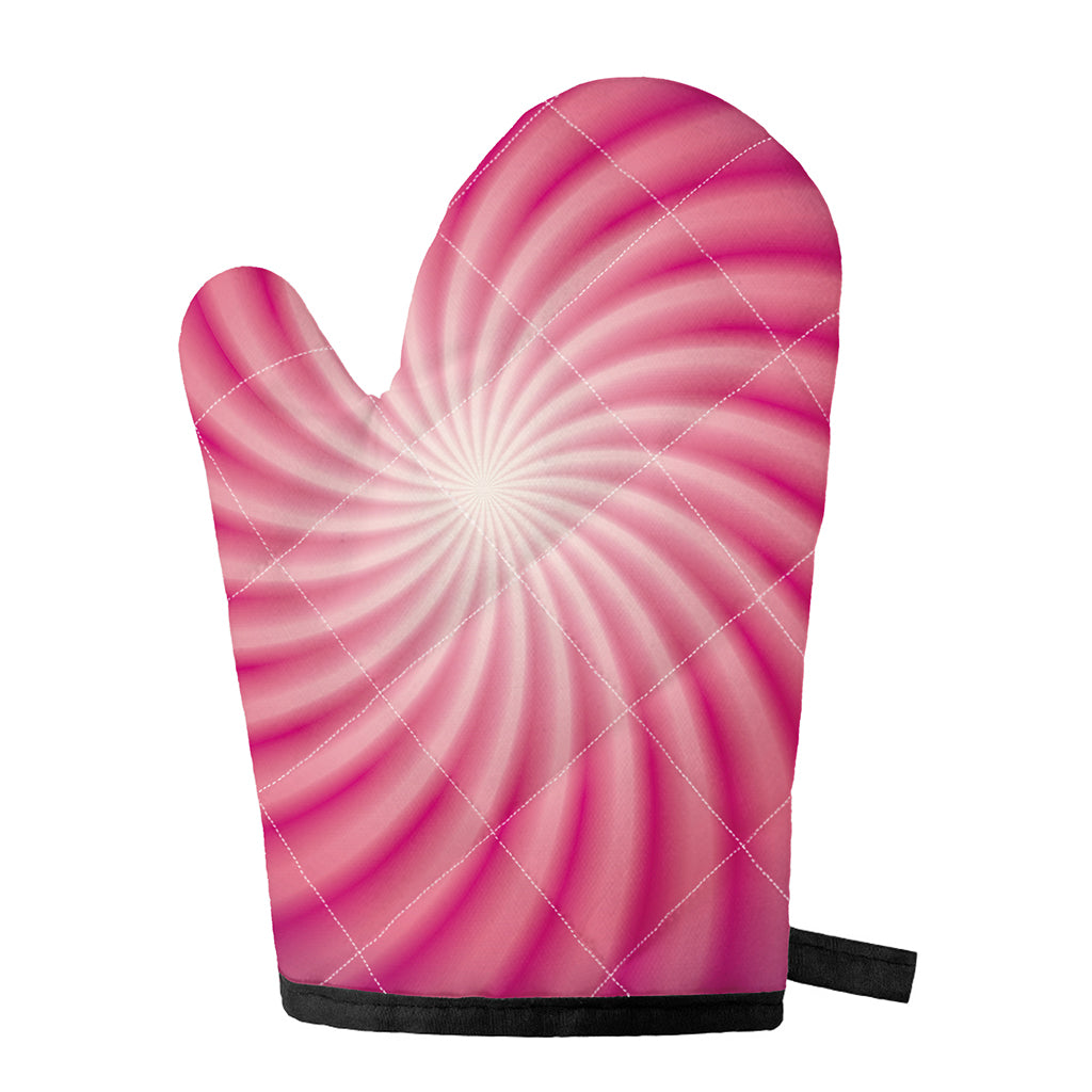Pink Whirlpool Spiral Print Single Oven Mitt