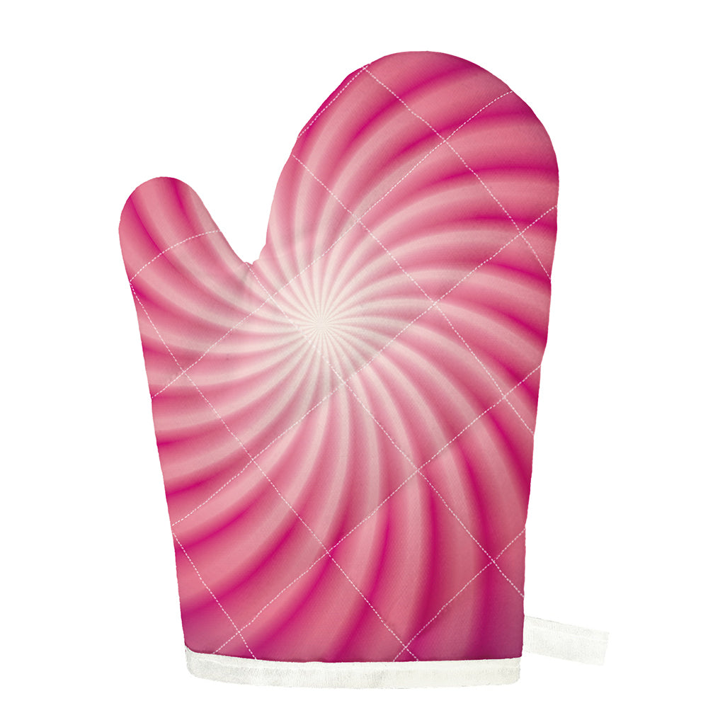 Pink Whirlpool Spiral Print Single Oven Mitt