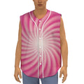 Pink Whirlpool Spiral Print Sleeveless Baseball Jersey
