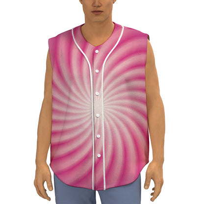 Pink Whirlpool Spiral Print Sleeveless Baseball Jersey