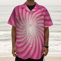Pink Whirlpool Spiral Print Textured Short Sleeve Shirt
