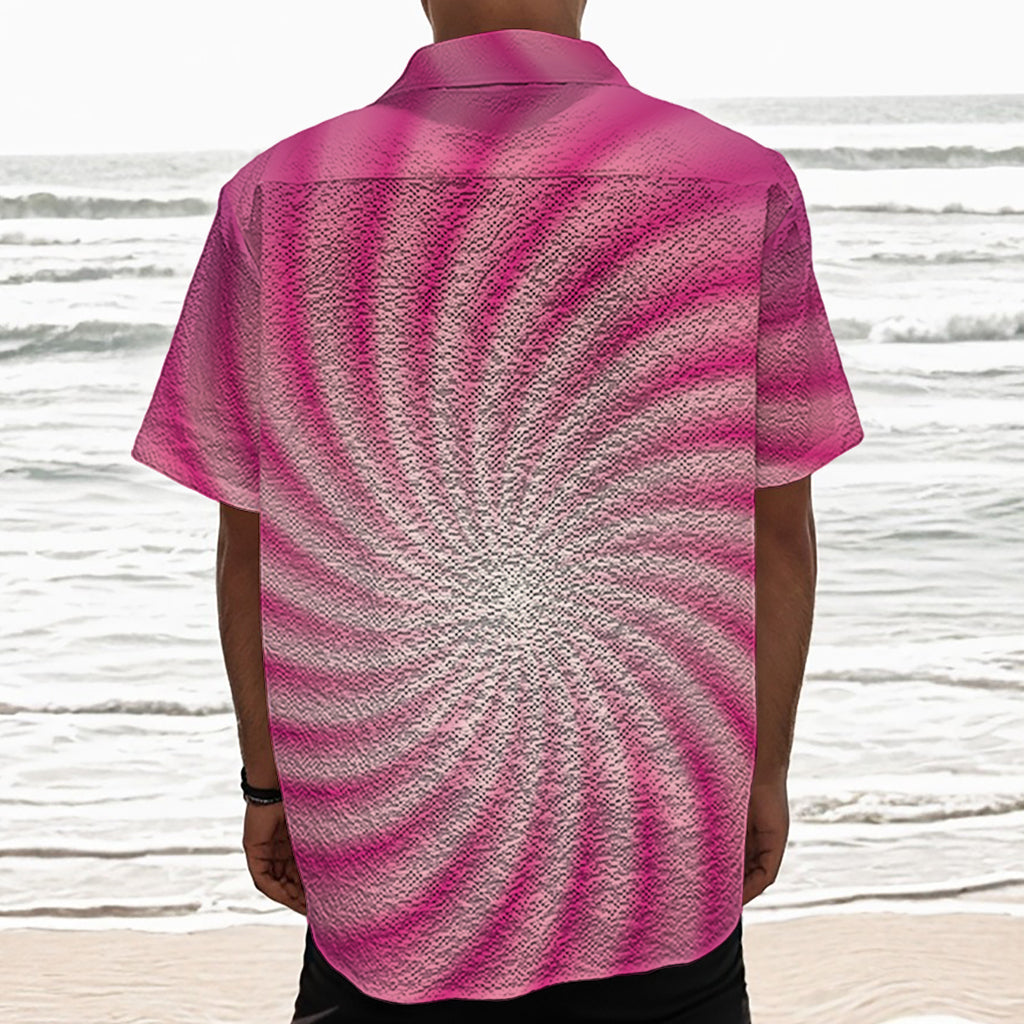 Pink Whirlpool Spiral Print Textured Short Sleeve Shirt