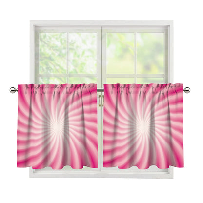 Pink Whirlpool Spiral Print Tier Curtains
