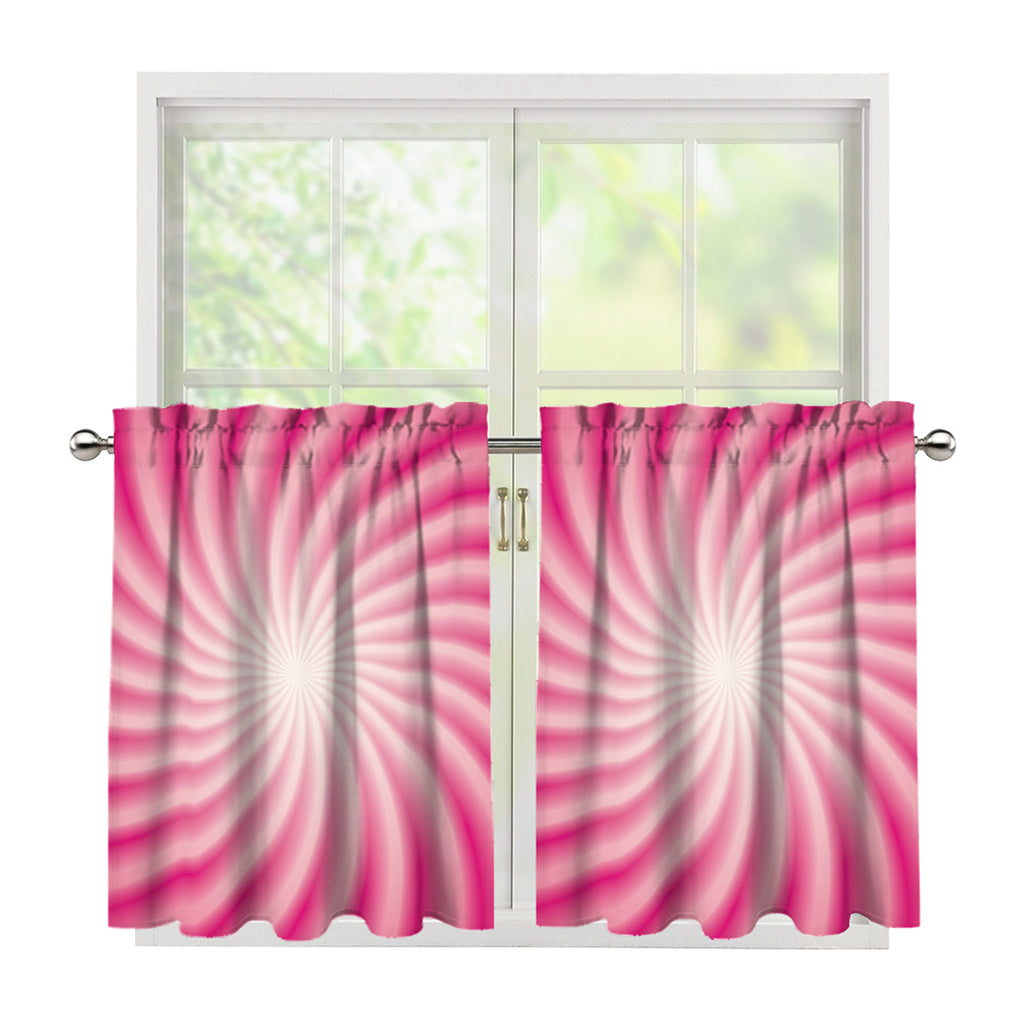 Pink Whirlpool Spiral Print Tier Curtains