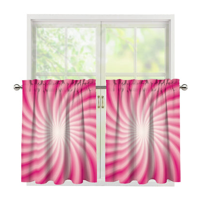 Pink Whirlpool Spiral Print Tier Curtains