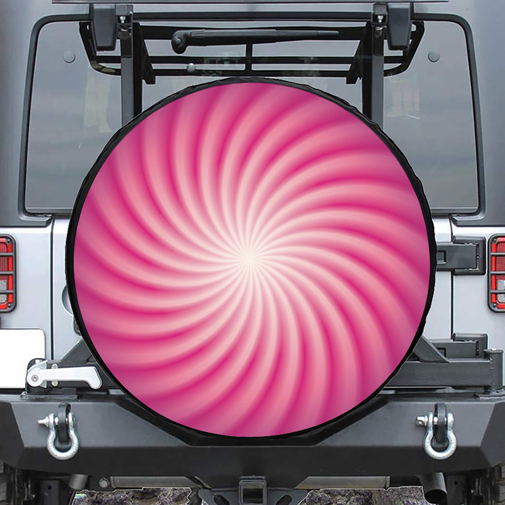 Pink Whirlpool Spiral Print Tire Cover