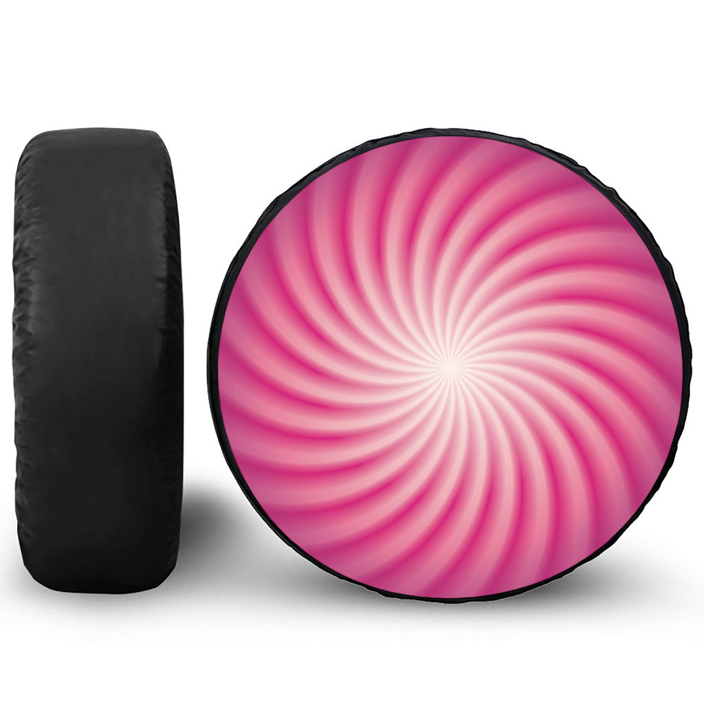 Pink Whirlpool Spiral Print Tire Cover
