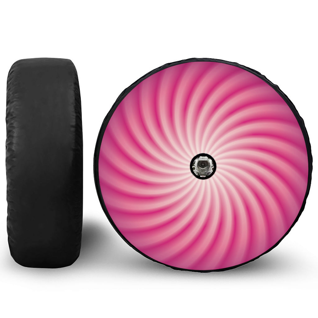 Pink Whirlpool Spiral Print Tire Cover With Camera Hole