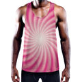 Pink Whirlpool Spiral Print Men's Workout Tank Top