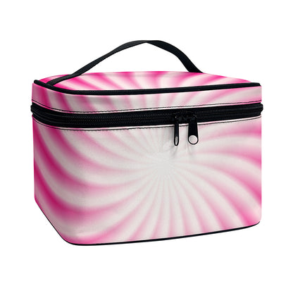 Pink Whirlpool Spiral Print Travel Makeup Bag