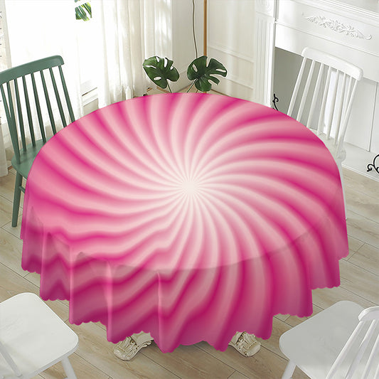 Pink Whirlpool Spiral Print Waterproof Round Tablecloth