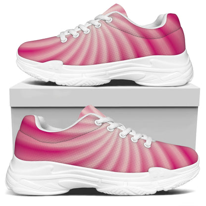 Pink Whirlpool Spiral Print White Chunky Shoes