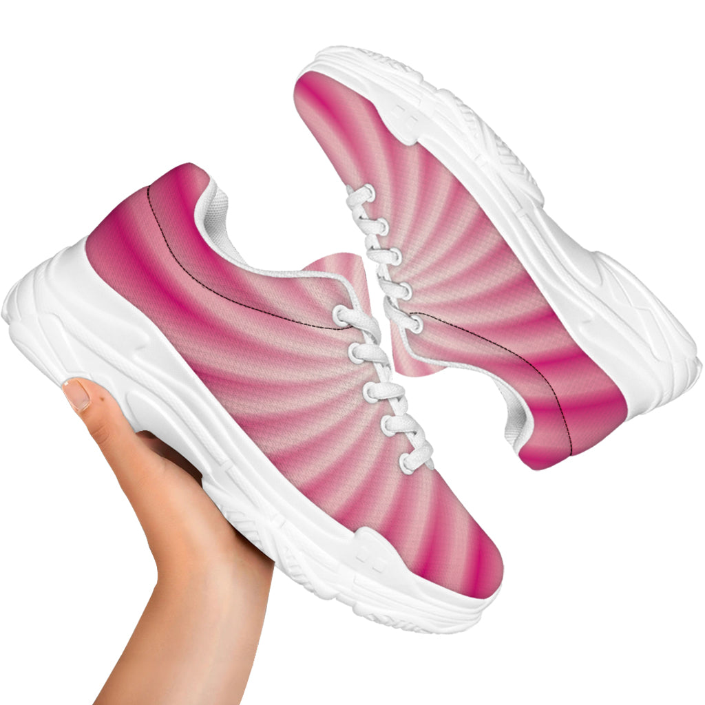 Pink Whirlpool Spiral Print White Chunky Shoes