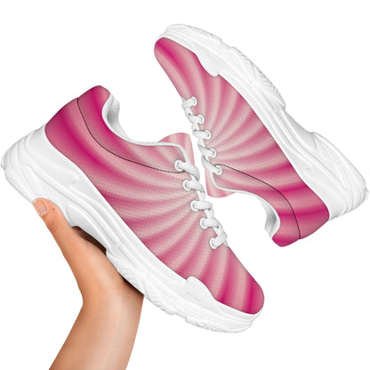 Pink Whirlpool Spiral Print White Chunky Shoes
