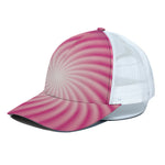 Pink Whirlpool Spiral Print White Mesh Trucker Cap