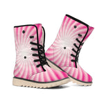 Pink Whirlpool Spiral Print Winter Boots