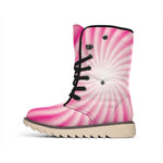 Pink Whirlpool Spiral Print Winter Boots