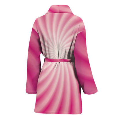 Pink Whirlpool Spiral Print Women's Bathrobe