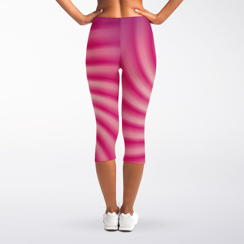 Pink Whirlpool Spiral Print Women's Capri Leggings