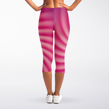 Pink Whirlpool Spiral Print Women's Capri Leggings