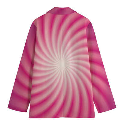 Pink Whirlpool Spiral Print Women's Cotton Blazer