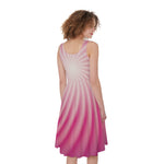Pink Whirlpool Spiral Print Women's Sleeveless Dress