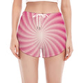 Pink Whirlpool Spiral Print Women's Split Running Shorts