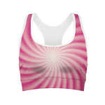 Pink Whirlpool Spiral Print Women's Sports Bra